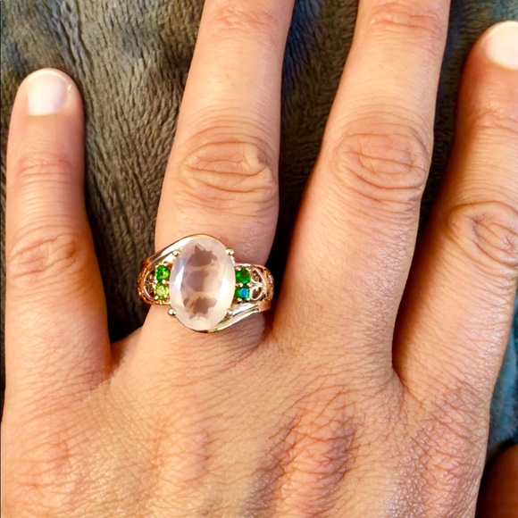 Rose Quartz Chrome Diopside Ring - Picture 2 of 6
